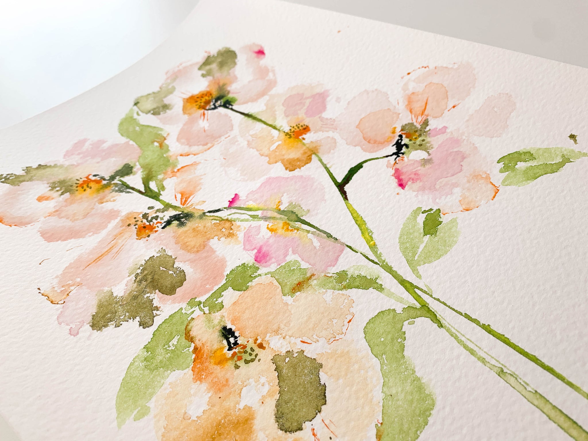 Original Watercolour Floral Hand-Painted Watercolour Painting on